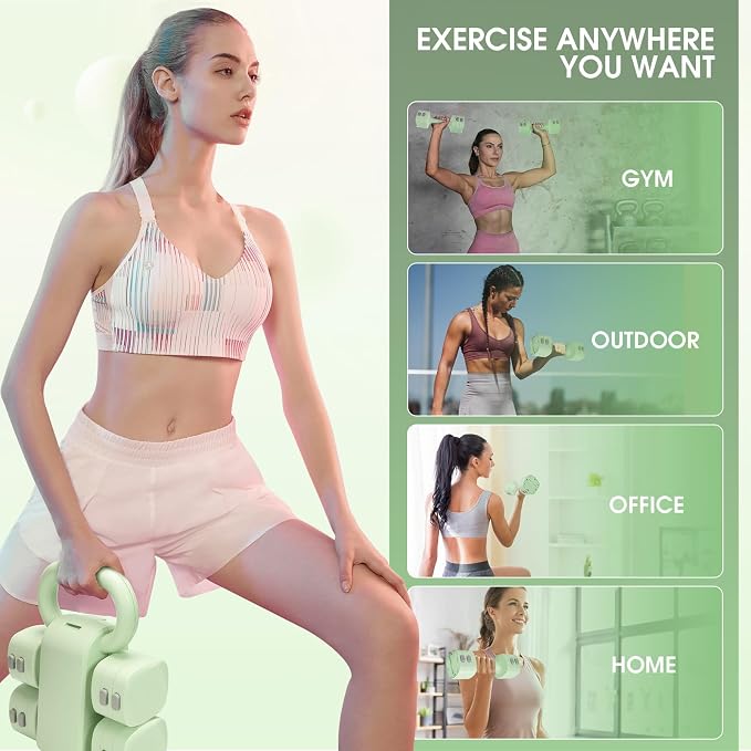 Adjustable 2-in-1 Convertible Kettlebell & Dumbbells Set, 4 in 1 Free Weights Dumbbell Set of 2, Each 2.2 3.3 4.4 5.5lb Quick Change Women Dumbbell Set for Home Exercise Training