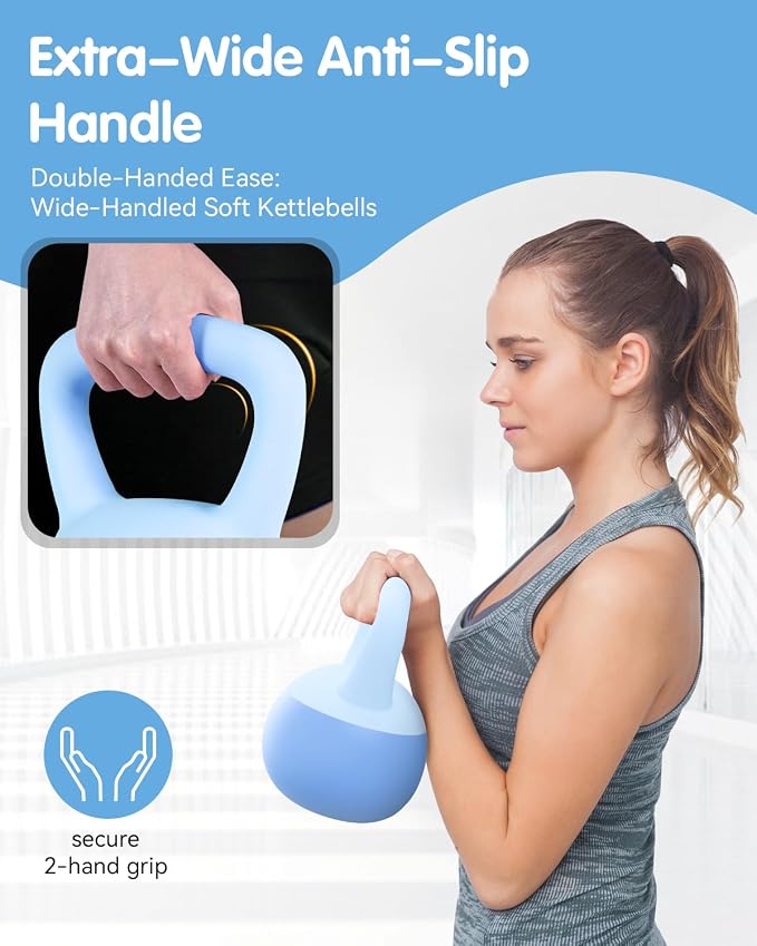 Soft Kettlebell - Cushioned Impact-Resistant Base and Anti-Slip | Kettle bell Anti-Slip Grip Weight for Home Workouts, Safe Strength Training Kettlebells Sets for Women& Men - Non-Slip Gloves