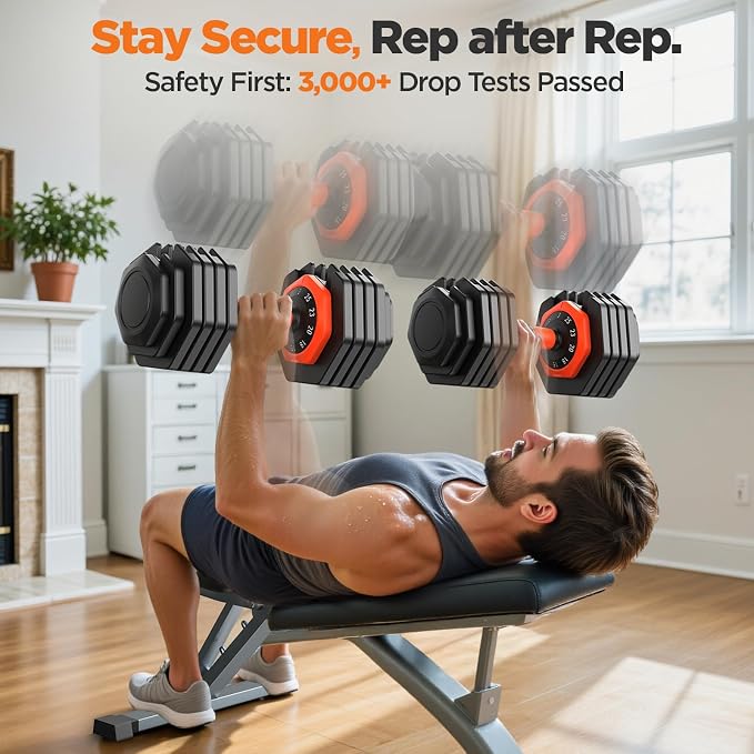 2026 FDB2 Updated Adjustable Dumbbell Set of 2, 5-in-1/10-in-1 Weights Dumbbell Set with Storage Box, 25lbs/55lbs Adjustable Weights with Anti-slip Silicone Grip, Weight Set For Home Gym Suit both Men and Women