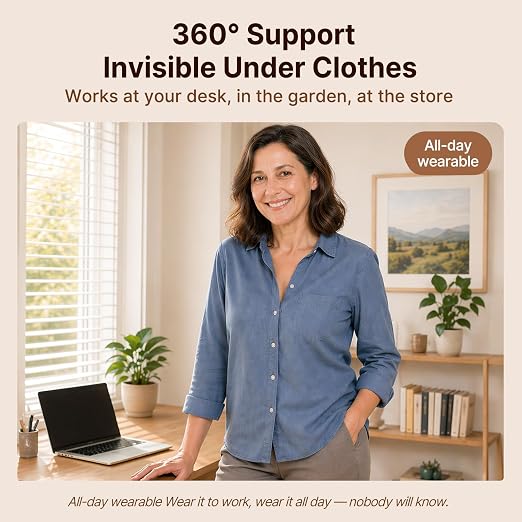 Fit Geno Invisilite Posture Corrector for Women Adjustable Upper Back Brace | Slim and Lightweight, It Stays Invisible Under Clothes, So You Can Wear It Comfortably Through Desk Work or Errands