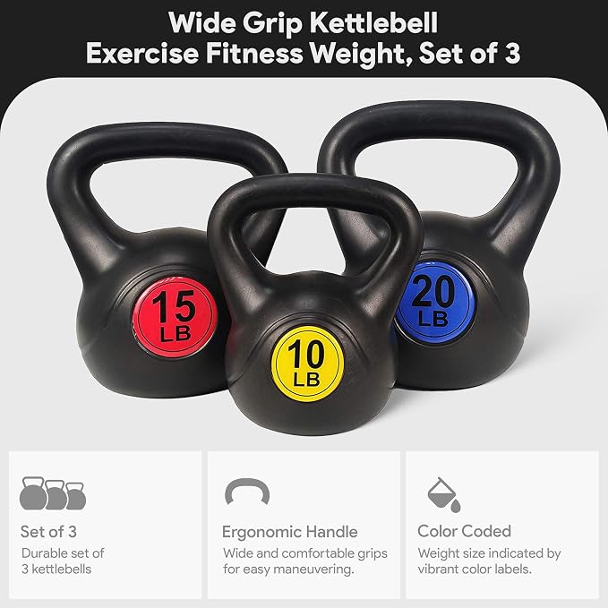 BalanceFrom Wide Grip Kettlebell Exercise Fitness Weight Set