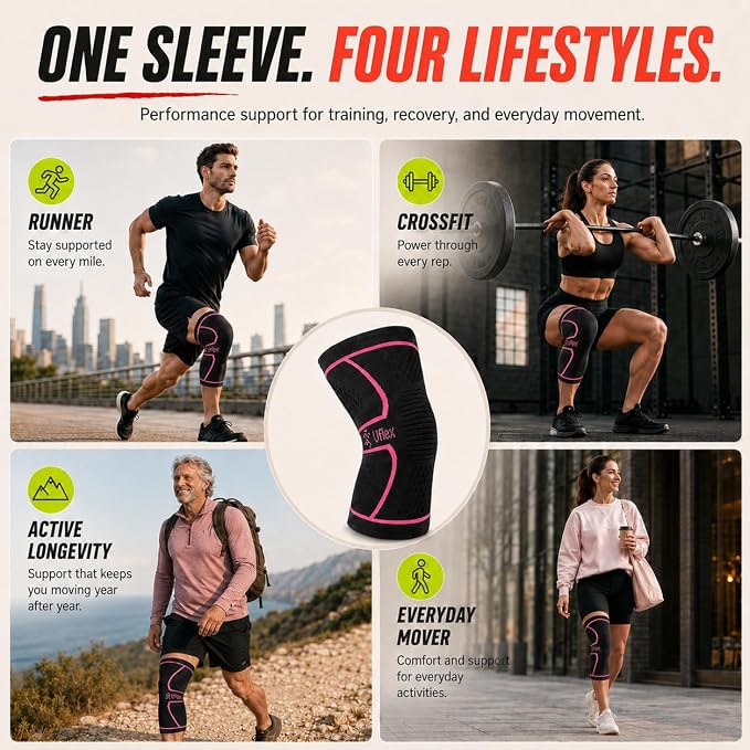Knee Brace for Men and Women Knee Compression Sleeve Knee Support Wraps for Arthritis Joint Pain Relief, Workout, Swelling, Sports, Circulation, Running, Recovery for ACL & Meniscus Tear