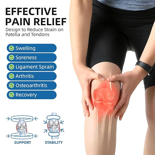 CAMBIVO Patella Tendon Support Knee Strap with Gel Pad and Side Stabilizers, Lightweight Knee Brace for Women and Men, Adjustable Knee Support for Knee Pain Relief, Running, Workouts (Gray, L/XL)