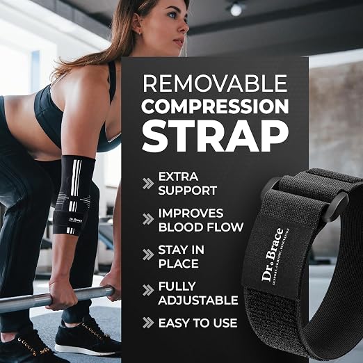 DR. BRACE® Elite Elbow Brace Support, Breathable Elbow Compression Sleeve with Gel Pad for Golfer's, Tennis Elbow & Tendonitis Treatment & Pain Relief