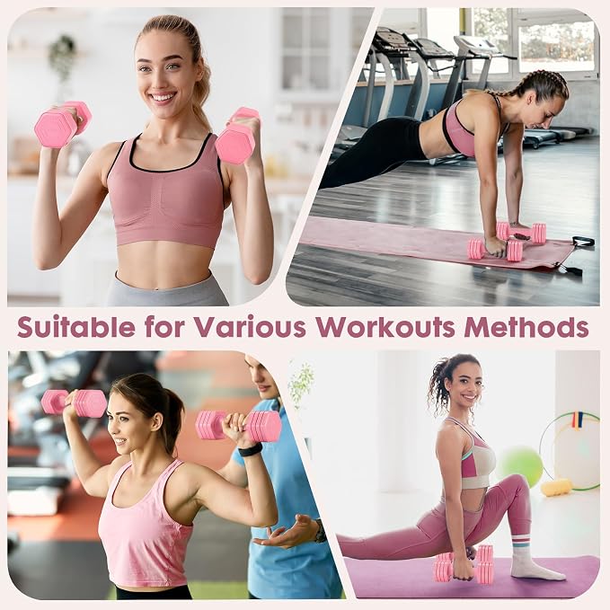 EQUIPRO Adjustable Dumbbell Set, 4 in 1 Free Weights Dumbbells Set for Women, Weights for Women at Home, 2lb 3lb 4lb 5lb with TPU Soft Rubber Handle for Home Gym Exercise Training