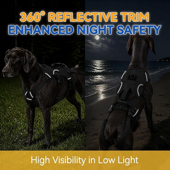NOYAL Adjustable Dog Lift Harness with Padded Handle, Reflective Full Body Support Vest for Senior Disabled Pets, Breathable Air Mesh, Detachable Hind Leg Lifting Straps