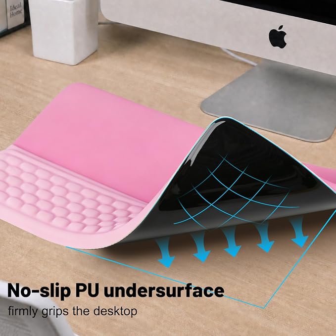 Keyboard Stand with Wrist Rest，Ergonomic Keyboard Riser Holder Lifter Tray | Pink+Deep Pink，Computer Wrist Support Pad，Ergonomic Keyboard stand for desk，Soft Memory Foam Desk Cushion，Non-Slip