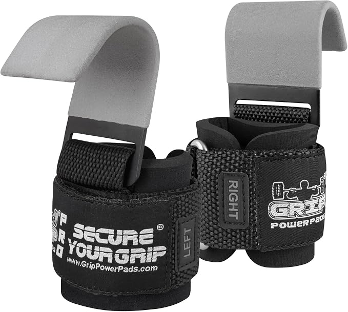 Weight Lifting Rod Hooks Heavy Duty Wrist Wraps Power Weight Lifting Training Gym Grips Straps Set of 2