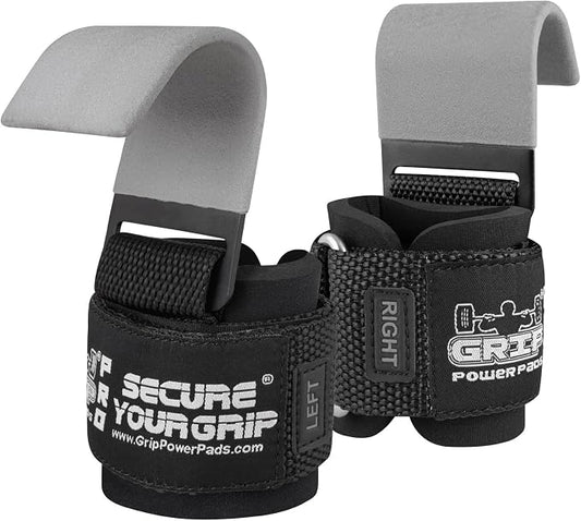 Weight Lifting Rod Hooks Heavy Duty Wrist Wraps Power Weight Lifting Training Gym Grips Straps Set of 2
