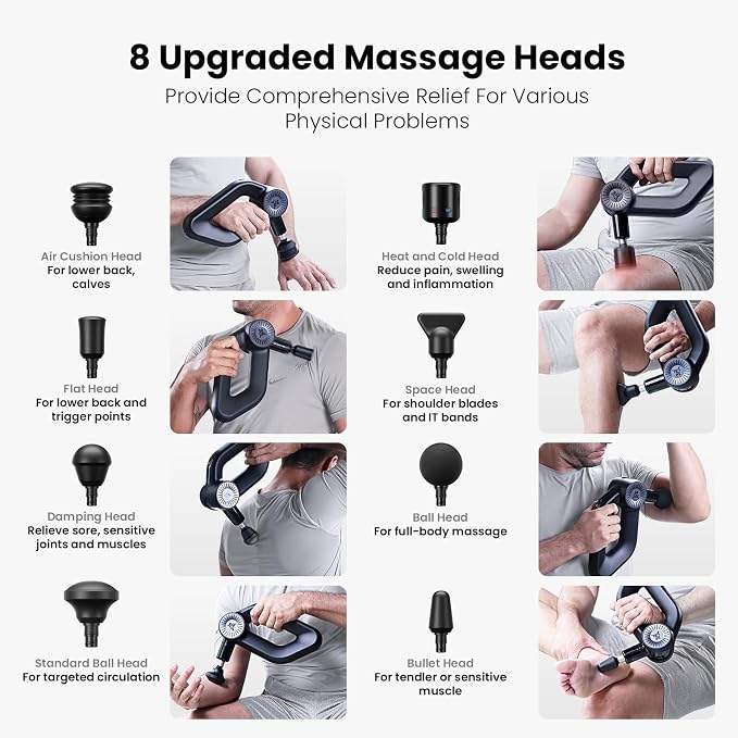 BOB AND BRAD D6 Pro Max+ Massage Gun with Heat and Cold, Powerful Deep Tissue Percussion Massager with 16mm Amplitude, Professional Muscle Massager Gun for Athletes, Quiet Electric Handheld Massager