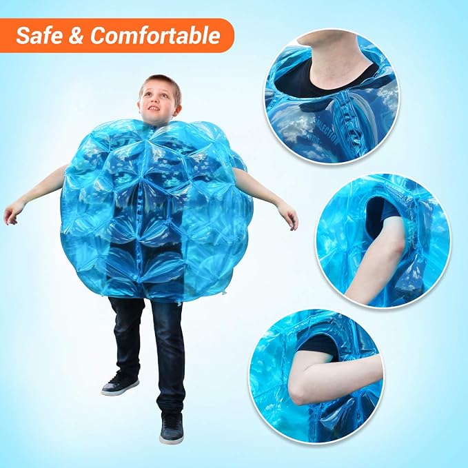 Theefun 2 Pack Bumper Balls: 36-inch Inflatable Sumo Ball Durable PVC Body Bubble Soccer - Giant Human Hamster Knocker Body Zorb Ball for Kids and Adults Physical Outdoor Toys, Blue