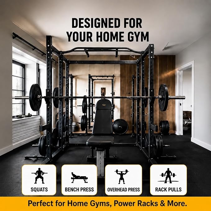 J Hooks for 2" x 2" Power Rack, Rubber Pad J-Hook for Power Cage, Bottom Reinforced Steel J Cups for Squat Rack, Heavy Duty Barbell Holder, Black