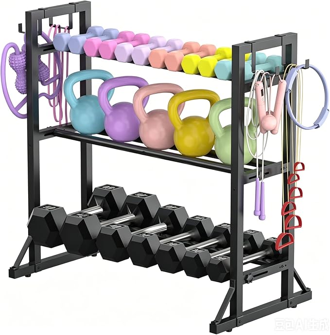 3 Tier Adjustable Dumbbell Rack Stand, Heavy Duty Carbon Steel Weight Storage Organizer for Home Gym, Easy Assembly, 450 lb Capacity for Dumbbells & Kettlebells (Dumbbell Rack Stand Only)