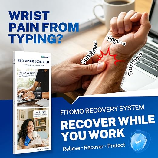 Carpal Tunnel Wrist Brace & Wrist Ice Pack Wrap Set, Wrist Recovery System | Wrist Pain & Swelling Relief, Moderate Wrist Support During Daily Activities, Reusable Cold & Hot Therapy, Reversible Fit