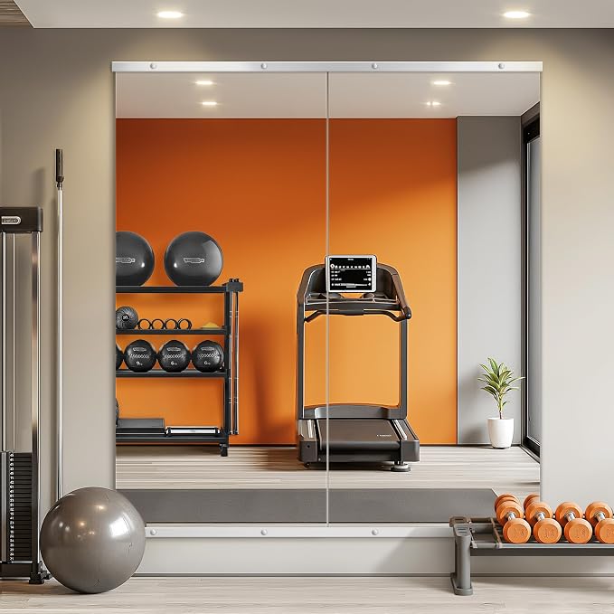 Home Gym Mirror for Wall, 56x28x2PCS Frameless Full Length Mirror, Silver | HD Shatterproof Glass, Easy Wall Mount, Large Body Mirrors for Home Gym, Workout, Bedroom, Garage