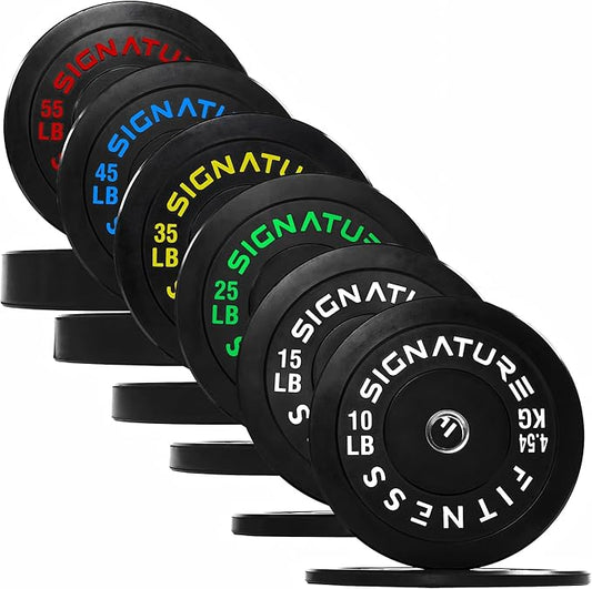 Fitvids 2-Inch Olympic Rubber Weight Plates Sets, Bumper Plates Set for Strength Training, 50-370 Lbs Multiple Options