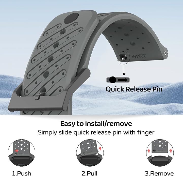 Watch Band for Suunto Race 2/Vertical 2/Run/S/9 Peak/Pro/5 Peak | Soft Silicone 22mm Replacement Bands for Vertical/Race/9 Peak Pro