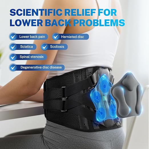 Back Brace for Women Men for All-day Wear & Support, Enhanced Back Support | Removable 3D Lumbar Support Pad, Carbon Fiber Splint, Adjustable Back Compression, Wear Under Clothes, Lower Back Pain Relief