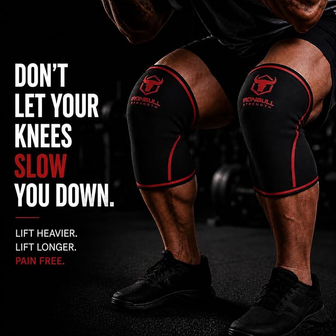 Iron Bull Strength Knee Sleeves 7mm (1 Pair) - Compression Brace & Knee Sleeve For Weightlifting, Powerlifting & Cross Training - Knee Support for Squats - Men & Women