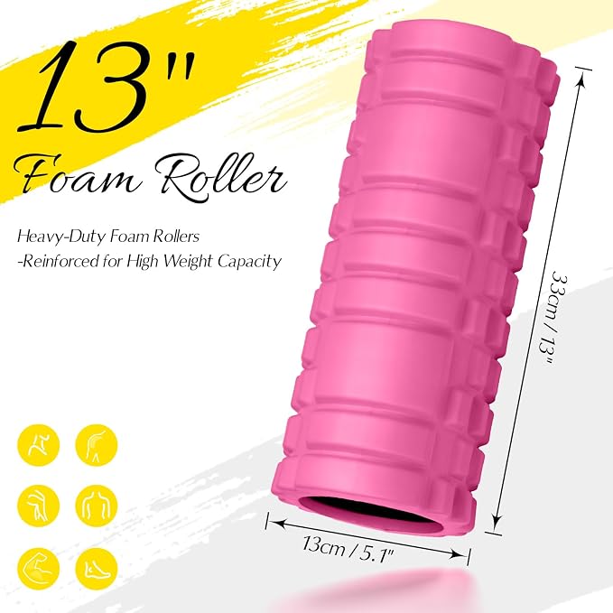 Foam Roller 13" Multi Density Fitness Exercise for Muscle Recovery | Massage Roller for Deep Tissue, Relieves Tight, Sore Muscles & Kinks, Improves Mobility & Circulation, Targets Key Body Parts