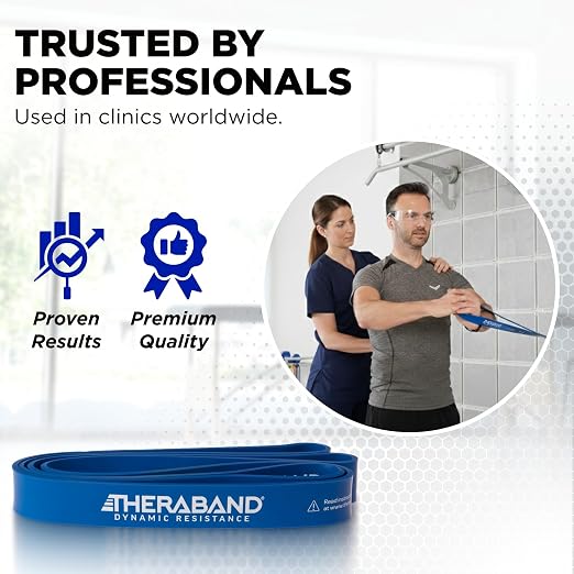 THERABAND High Resistance Band, Exercise, Workout, Physical Therapy, Blue | Resistance band for exercise, physical therapy and stretching, with progressive color-coded levels