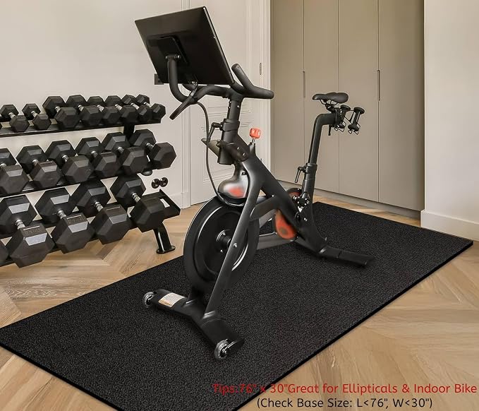 GymCope Treadmill Mat for Hardwood Floor Carpet 7'x3'/6'x3'/6'x2.5'/4'x2' | 6mm Thick Exercise Equipment Gym Mat, Compatible with Peloton Bike, Indoor Spin Bike, Elliptical