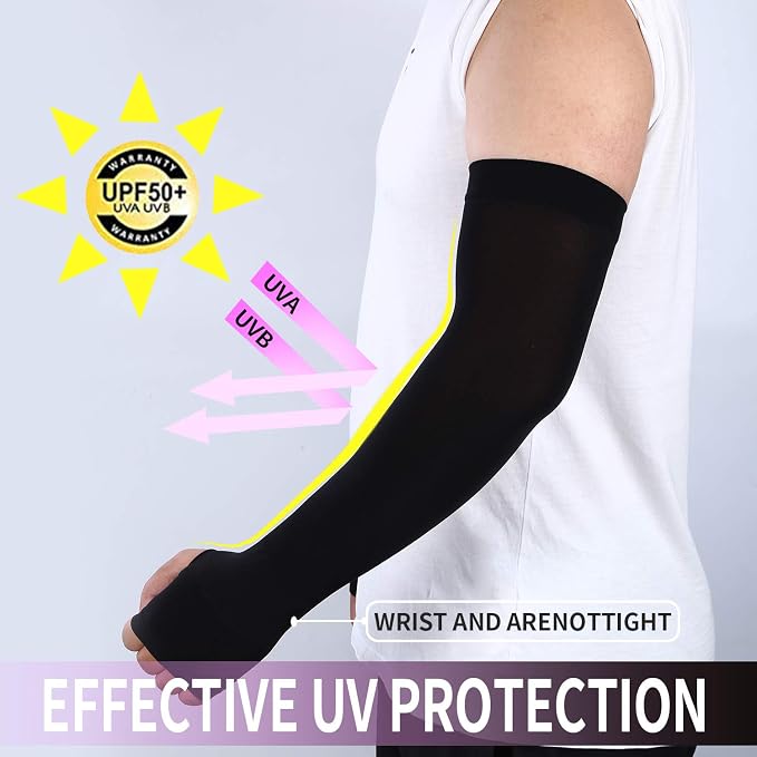 KUHNMARVIN 2 Pairs Arm Sleeves Compression UV Protection Cooling Sun Sleeves Tattoo Cover Up Basketball Arm Sleeves Football