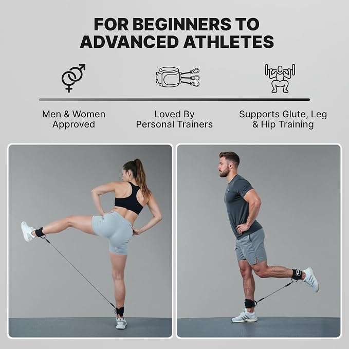 DMoose Ankle Strap for Cable Machine - One Size Fit with Premium Padding, Workout Kickback Ankle Cuffs, Ankle Bands for Working Out, Booty Workouts, Leg Extension, Hip Abductors & Lower Body Exercises