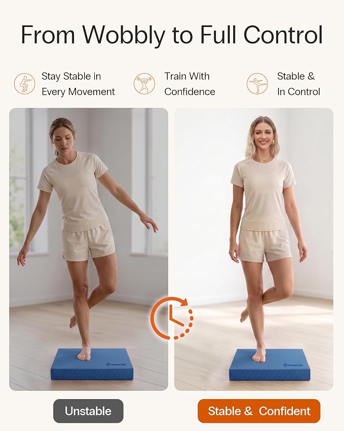 StrongTek Foam Balance Pad, High-Density TPE, 15.8 x 13 x 2 in, Non-Slip | Water-Resistant, Supportive Cushioning, Kneeling Support, Core Strength and Stability Training, Physical Therapy and Yoga