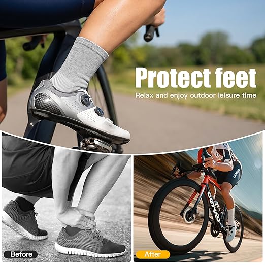 Bamboo Foot Sleeves for Women & Men 2-Pack Original - Premium Anti-Fatigue Footsleeves (Gray, L(ShoeSize41-44))