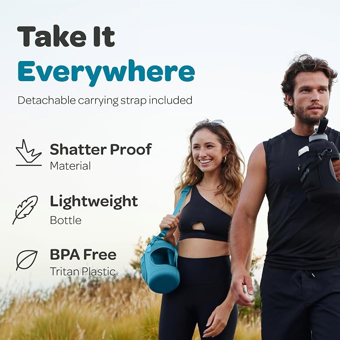 Hydracy Motivational Water Bottle with Time Marker and Straw Lid 78 oz | Leakproof,BPA Free,No Sweat Neoprene Sleeve,Carry Strap,Daily Intake Tracking for Fitness & Outdoors