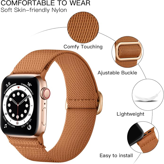 Lerobo Braided Band Compatible with Apple Watch Series 11 10 9 8 7 46mm 45mm 41mm Ultra SE 3 2 1 49mm Series 6 5 4 3 44mm 40mm 38mm 42mm Men iWatch Bands Women Stretchy Nylon Solo Loop Sport Strap