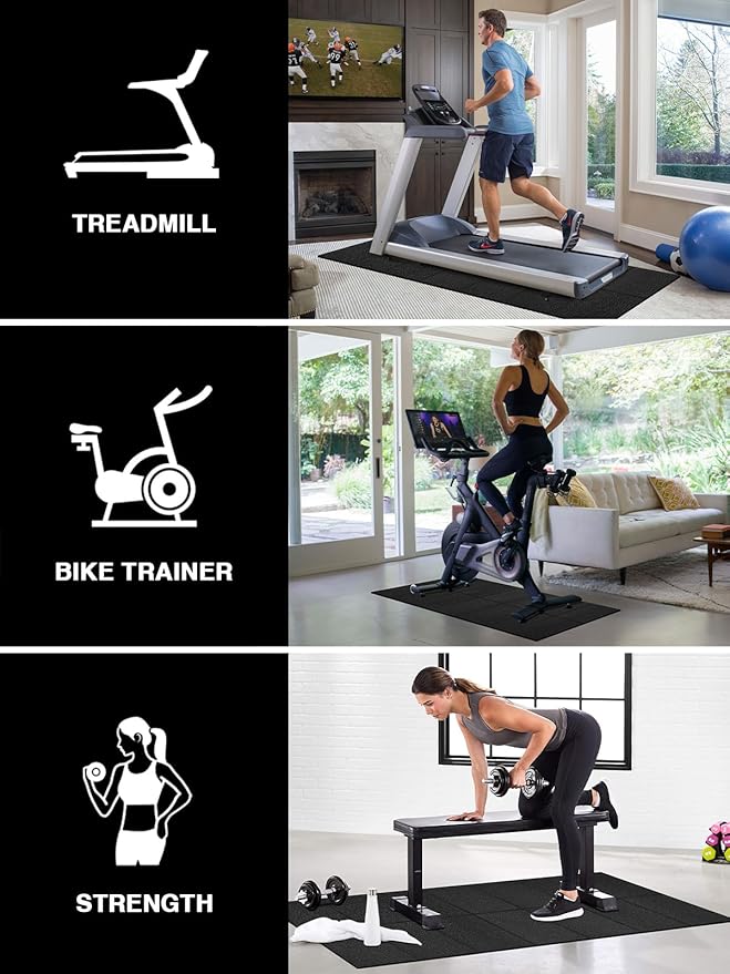 Treadmill Mat 78"x40", WERCHO Foldable Walking Pad Mat for Carpet Hardwood Floors 6mm Heavy-Duty Exercise Equipment Mat for Treadmil Pad,Spin Bike, Elliptical Trainer, Home, Gym