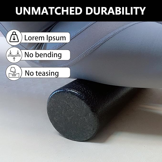 Hard Travel Size Back Roller, High Density Foam Roller for Exercise | 12" X 4" Round, Deep Tissue Muscle Massage Recovery, Fitness Workout Stretching Physical Therapy, Travel, Compact Size