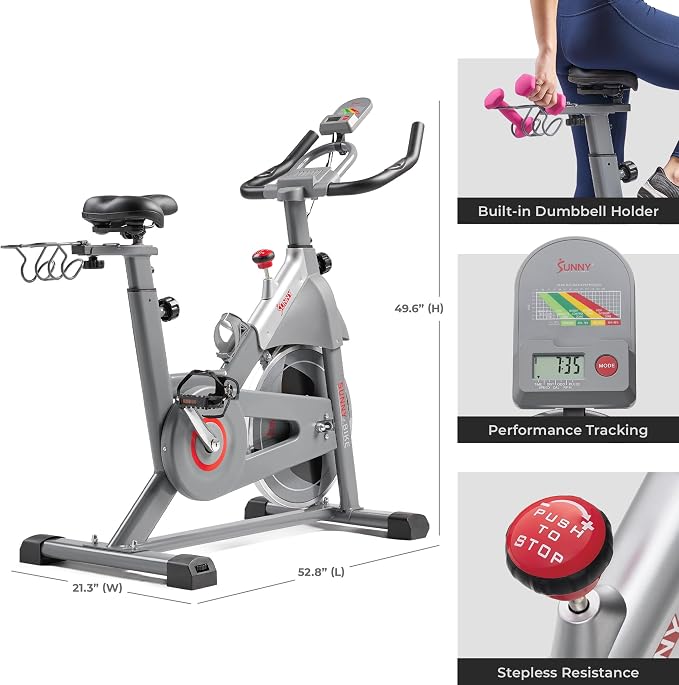 Sunny Health & Fitness Smart Indoor Cycling Exercise Bike for Home Cardio