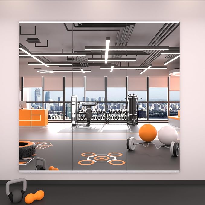LOAAO Gym Mirror,66.93"x23.62"-3 PCS Mirror for Gym, Flexible Combination, Tempered Glass, Gym Wall Mirror for Home Gym, Dance Studio, Yoga Room, Garage Gym, Workout Room