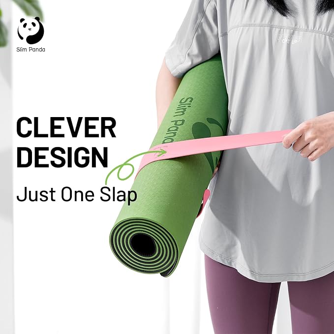 Yoga Mat Strap Slap Band, One Snap Keeps Mats Tightly Rolled, Heavy-Duty Clasp Fits Most Size Mats(24" L X 2" W)