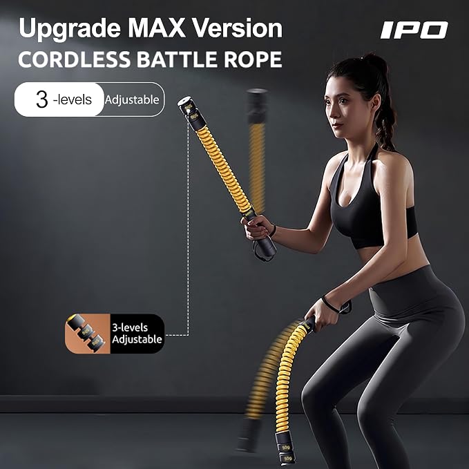 IPO 2026 Upgrade Weighted Ropeless Battle Ropes, Heavy Duty Portable Cordless Battle Ropes for Home Gym with Poster, Workout Exercise Rope for Strength Building, HIIT and Low-Impact Aerobic Training for Men & Women