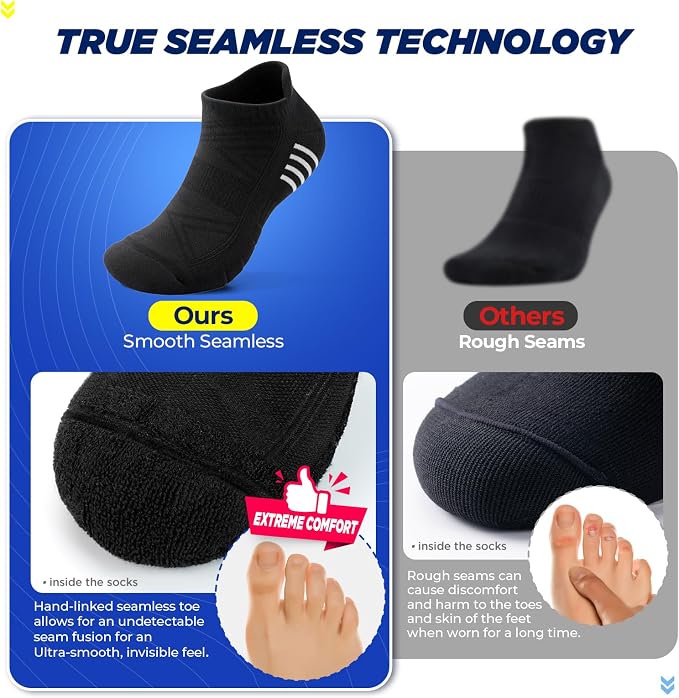 TANSTC Athletic Running Ankle Socks for Men Women, Cushioned Low Cut Sport Tab Socks, 6 Pack