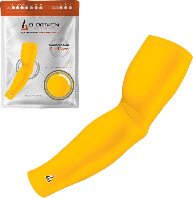 Pro-Fit Compression Arm Sleeve for Men, Women & Youth, Volleyball Baseball Basketball Weightlifting - Single