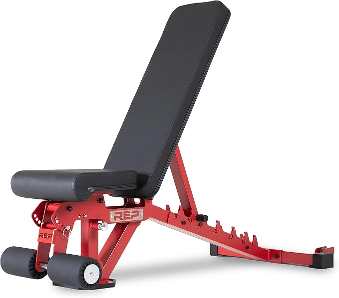 REP FID Foldable Weight Bench, Incline Decline Chair for Home Gym, Compact Portable Stationary Equipment, Heavy Duty Strength Training Platform, Adjustable Situp Dumbbell Workout Support, AB-3000