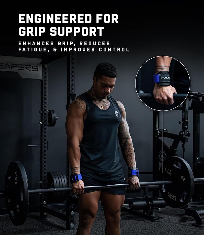 Gymreapers GripLink Lifting Straps – Heavy Duty D-Ring Weight Lifting Wrist Straps with Anti-Slip Silicone Grip Beads, Adjustable Support for Deadlifts, Powerlifting, Cable Machines & Gym Training