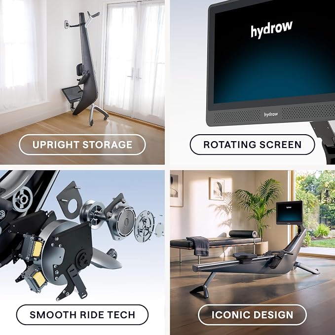 Hydrow Origin Rowing Machine for Home with Immersive 22'' Rotating HD Touchscreen - Live Row Machine Home Workout, Magnetic Drag Technology, 375lb Weight Capacity Rower - 30-Day Trial & Year Warranty