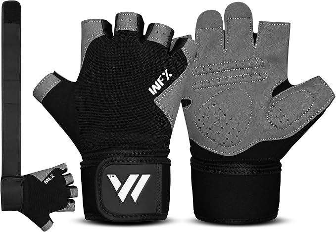 WESTWOOD FOX Gym Gloves Fitness Training Anti Slip Shock-Absorbing Weight Lifting Gloves Padded Grip Breathable Fingerless Workout Support for Men Women Cycling Exercise
