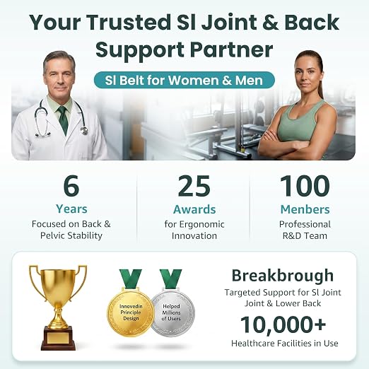 Sacroiliac SI Joint Hip Belt for Women and Men, Lower Back Support Brace, Sciatica Pain Relief, Breathable & Adjustable