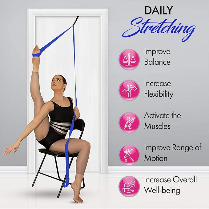 Stretching Strap with Door Anchor for Splits and Flexibility Training | Improve Leg Flexibility at Home, Ideal for Ballet, Dance, Cheerleading, Yoga, Pole Dance and Gymnastics
