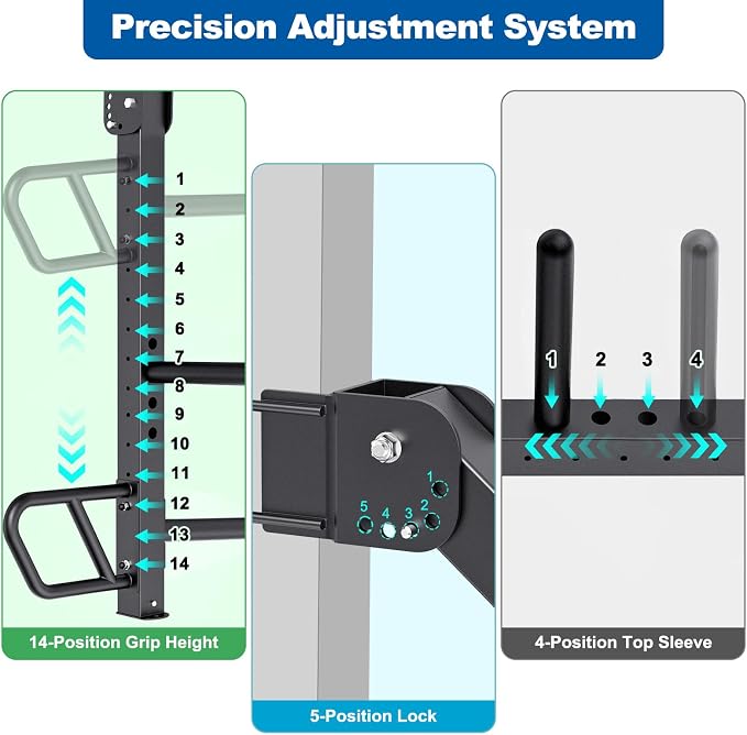 SELEWARE Squat Rack Attachment for Power Cage with 5/8" or 1" Holes | Y-Shaped Dip Bar Attachment, Nordic Hamstring Curl Attachment & Lever Arms for 2x2 or 3x3 Power Rack, Home Gym Accessories