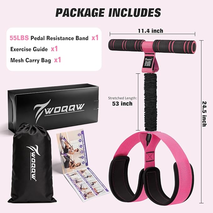 Upgraded Pedal Resistance Band with Handles, Foot Pedal Resistance Bands for Women, Core Abs Leg Training, Exercise Bands for Full Body Workout Fitness, Home Gym Equipment, Pilates & Physical Therapy