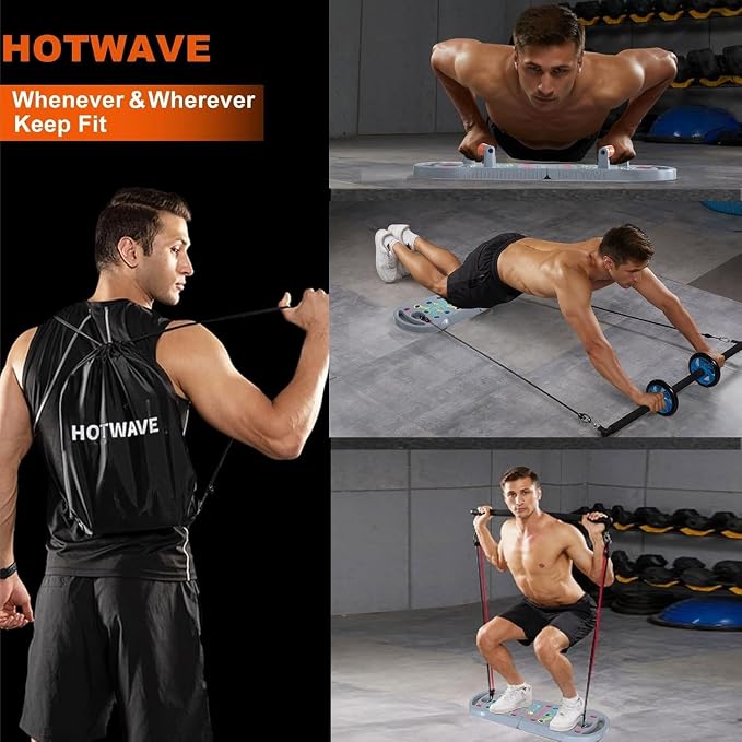HOTWAVE Push Up Board, Portable PushUp Board, Foldable 20 in 1 Push Up Bar | Multifunctional Pushup Handles for Floor, Professional Strength Training Equipment For Men and Women at Home Gym