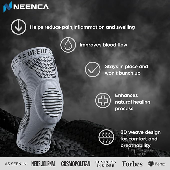 NEENCA Professional Knee Brace, Medical Knee Support for Women & Men Relief | Patented Patella Gel Pad & Side Stabilizers, Compression Sleeve for Knee Pain, Swelling, ACL, PCL, Arthritis, Sports, Workout